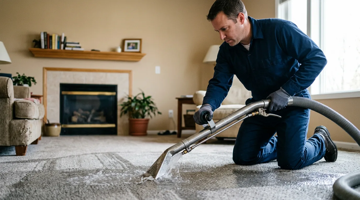 Water damage restoration technician working near New Haven, OH